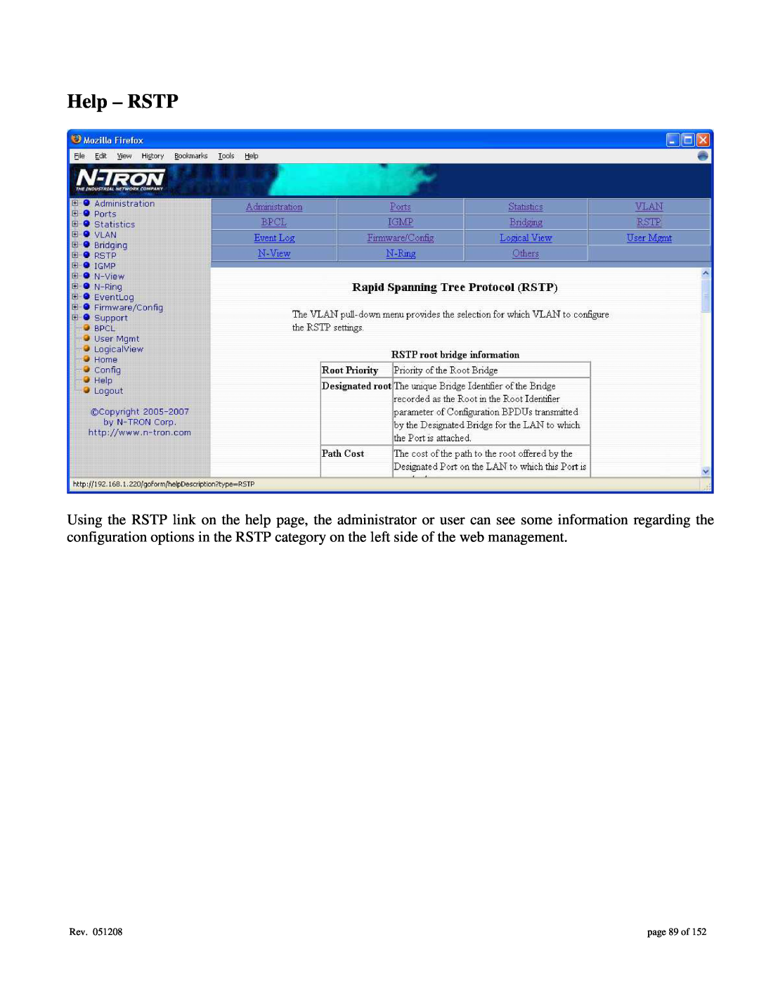 Gigabyte 7014 user manual Help - RSTP, page 89 of 