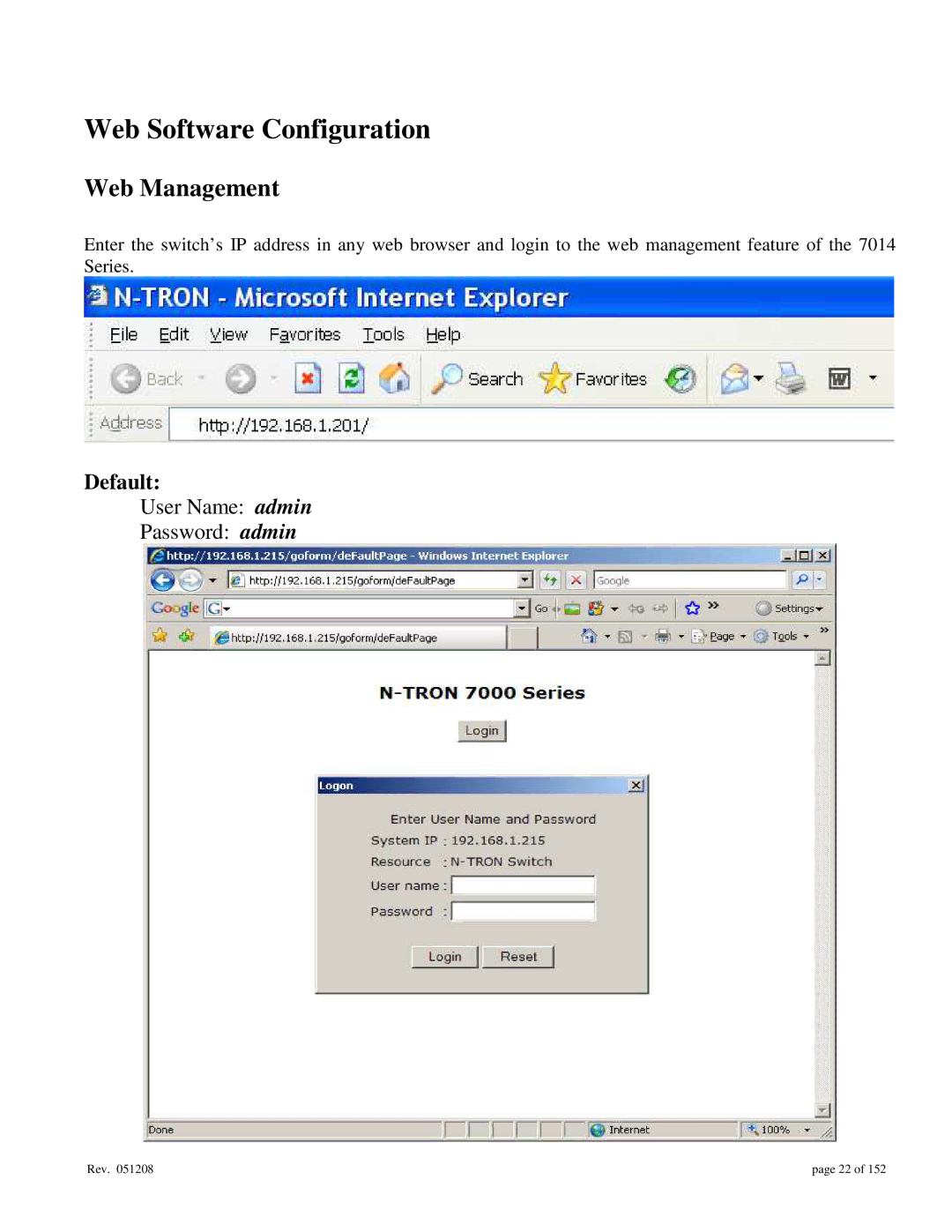 Gigabyte 7014 user manual Web Software Configuration, Web Management 