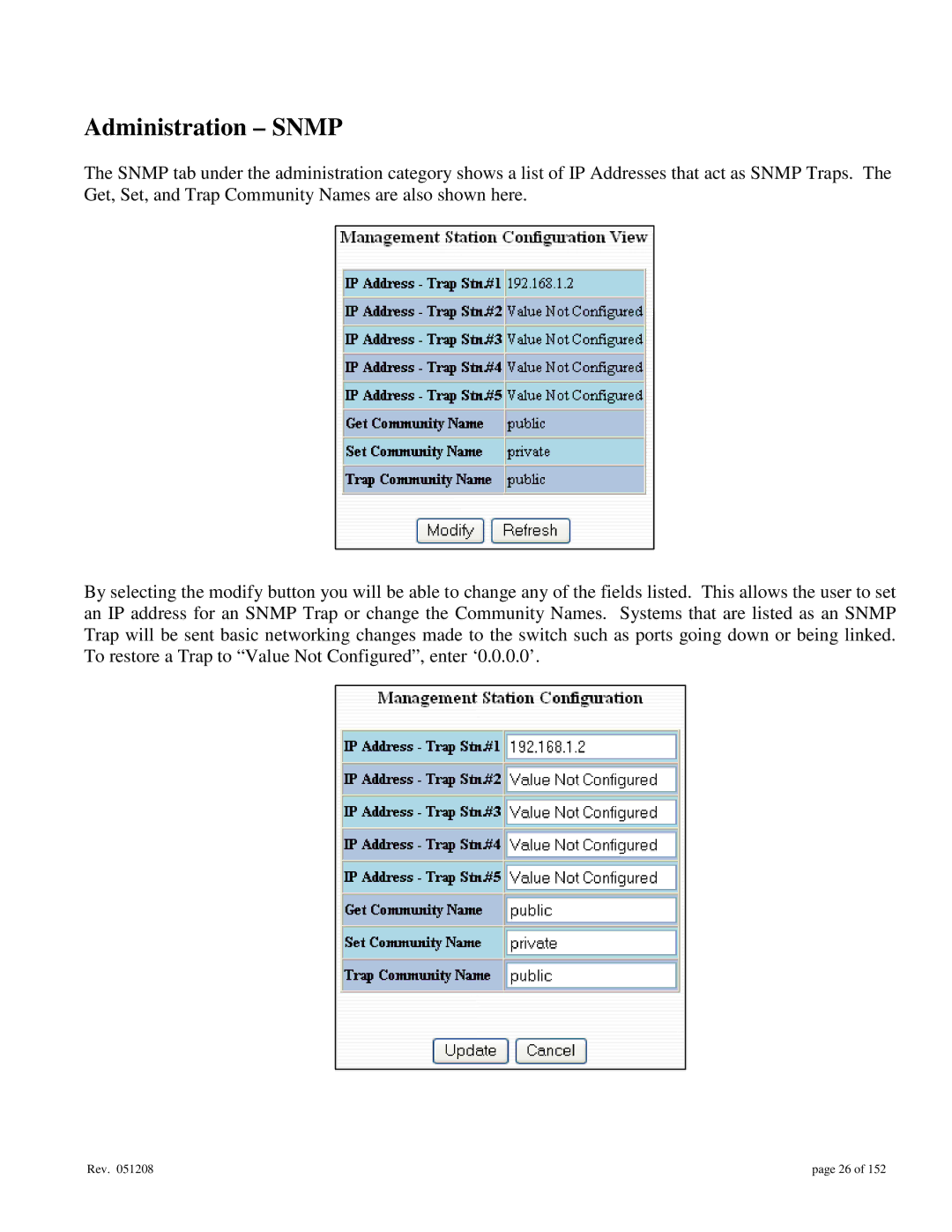 Gigabyte 7014 user manual Administration Snmp 