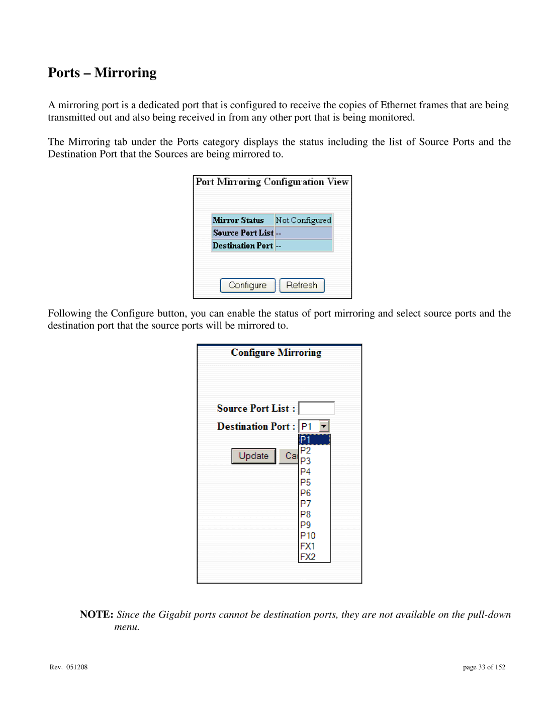 Gigabyte 7014 user manual Ports Mirroring 