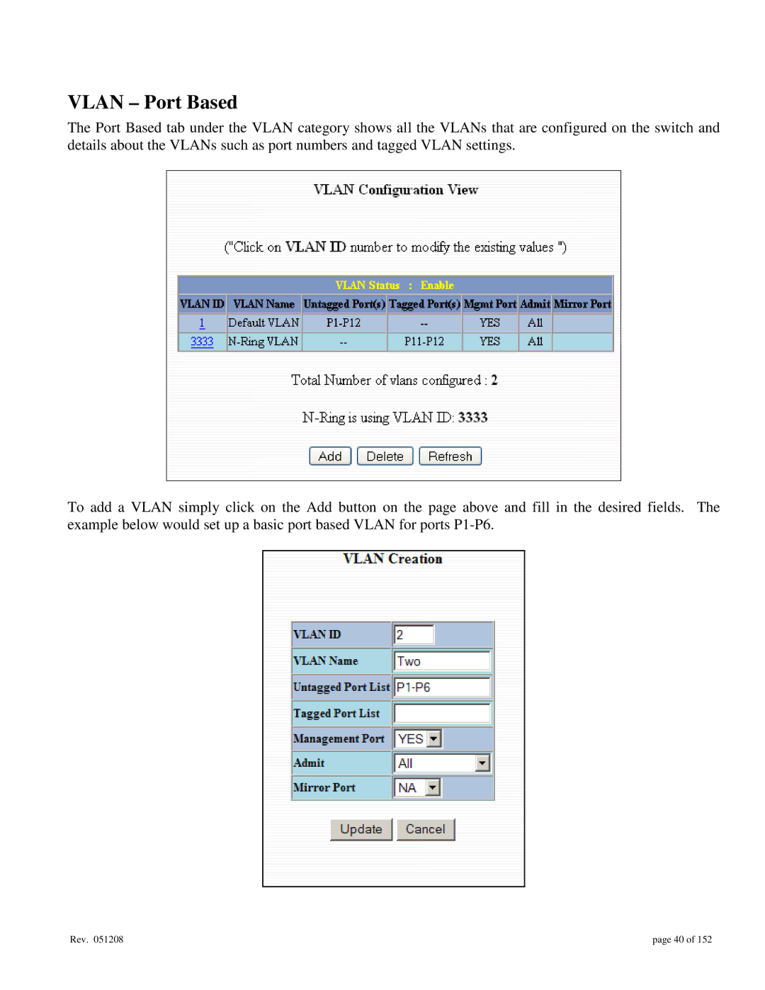 Gigabyte 7014 user manual Vlan Port Based 