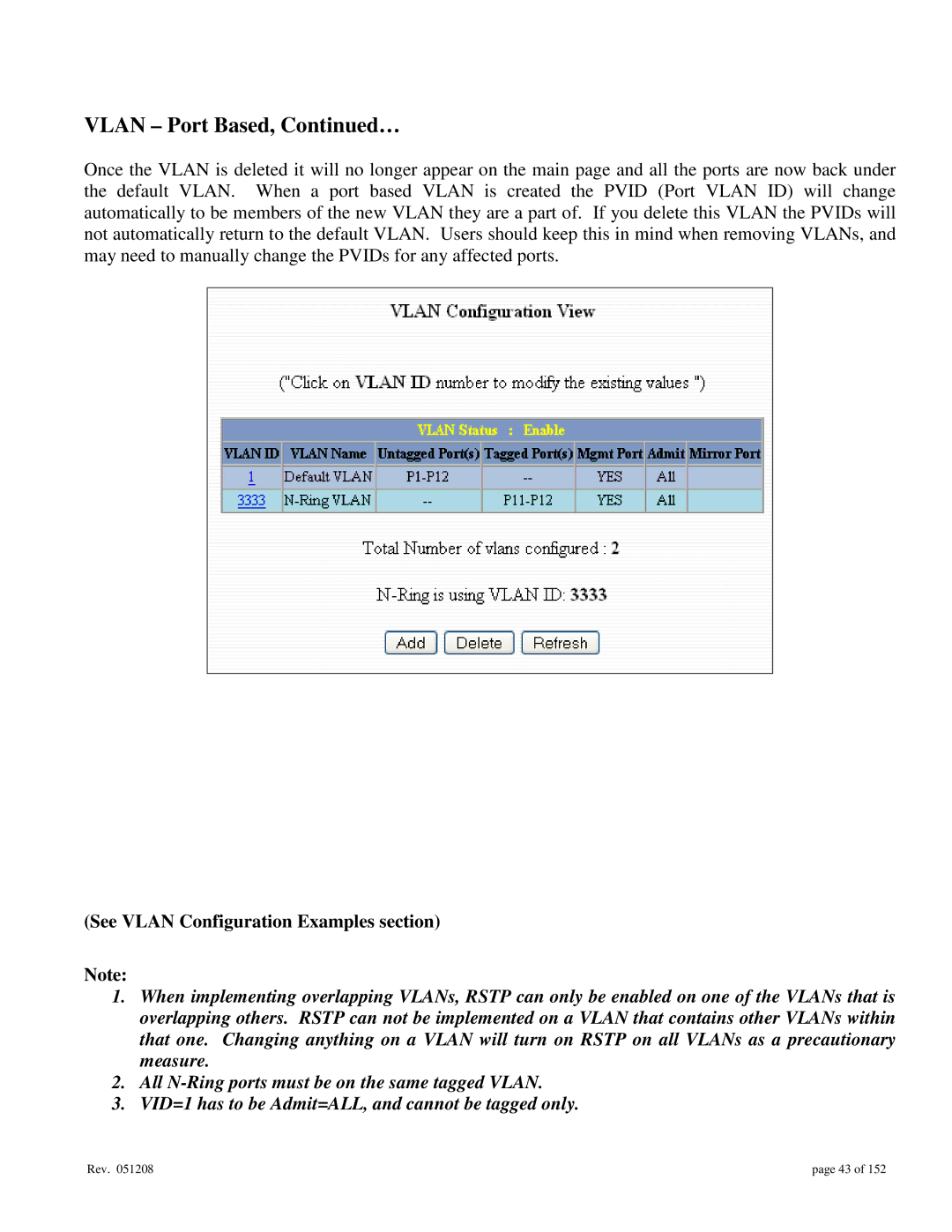 Gigabyte 7014 user manual Vlan Port Based, … 