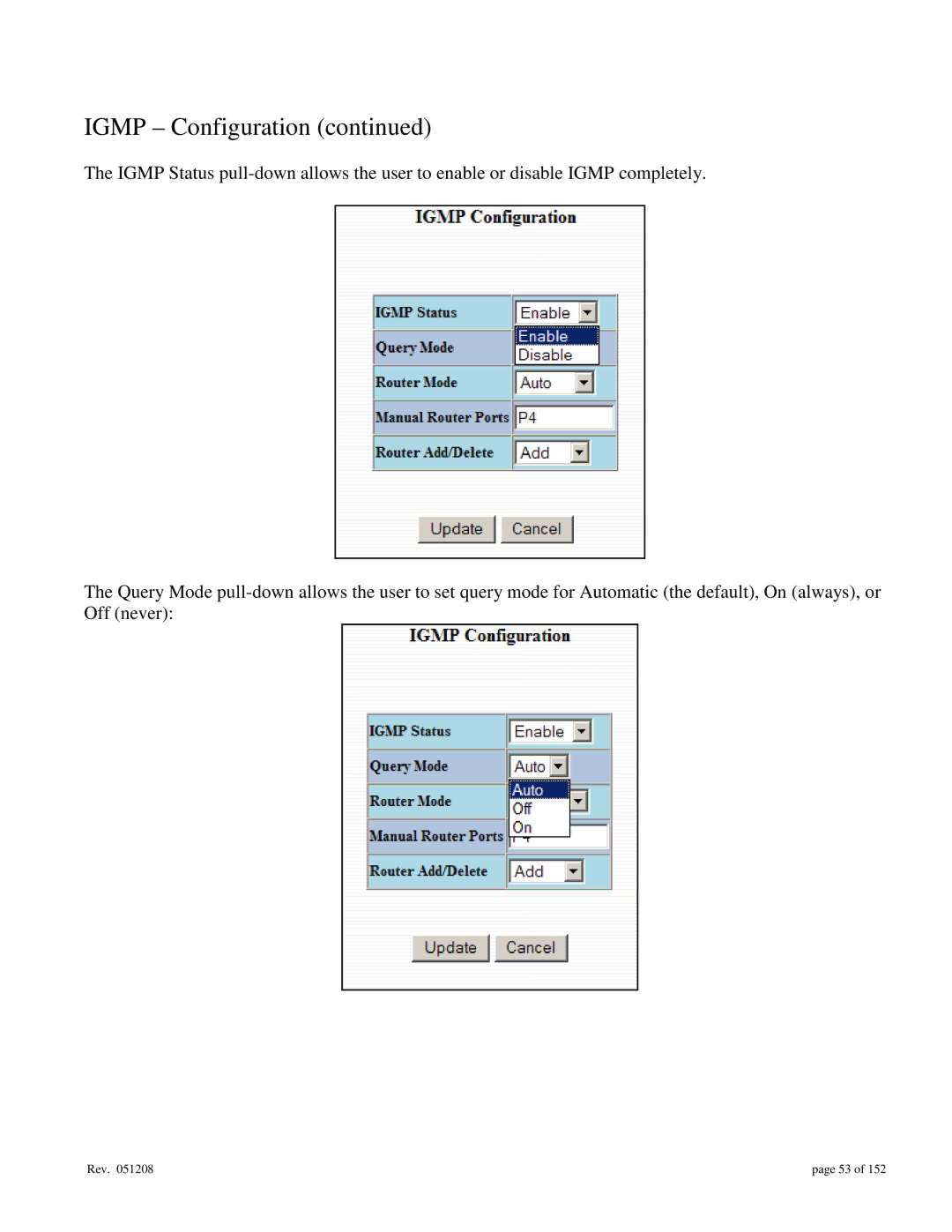 Gigabyte 7014 user manual Igmp Configuration 