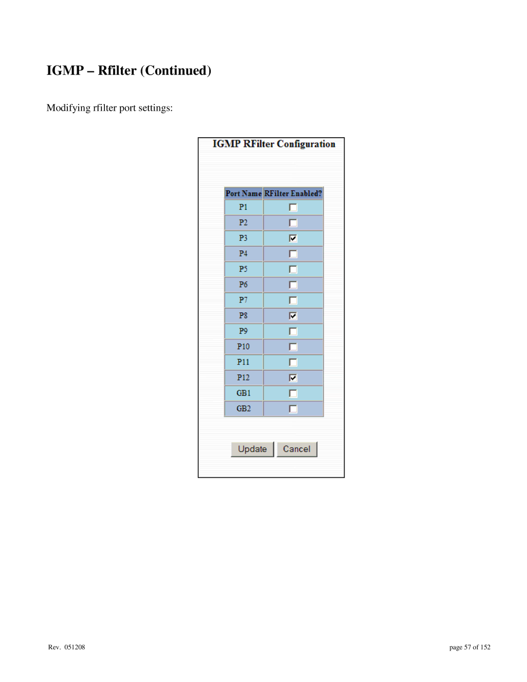 Gigabyte 7014 user manual Modifying rfilter port settings 