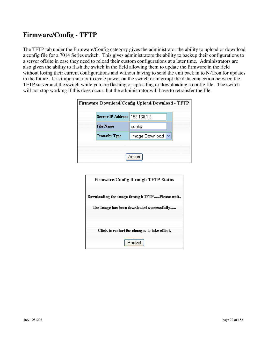 Gigabyte 7014 user manual Firmware/Config Tftp 