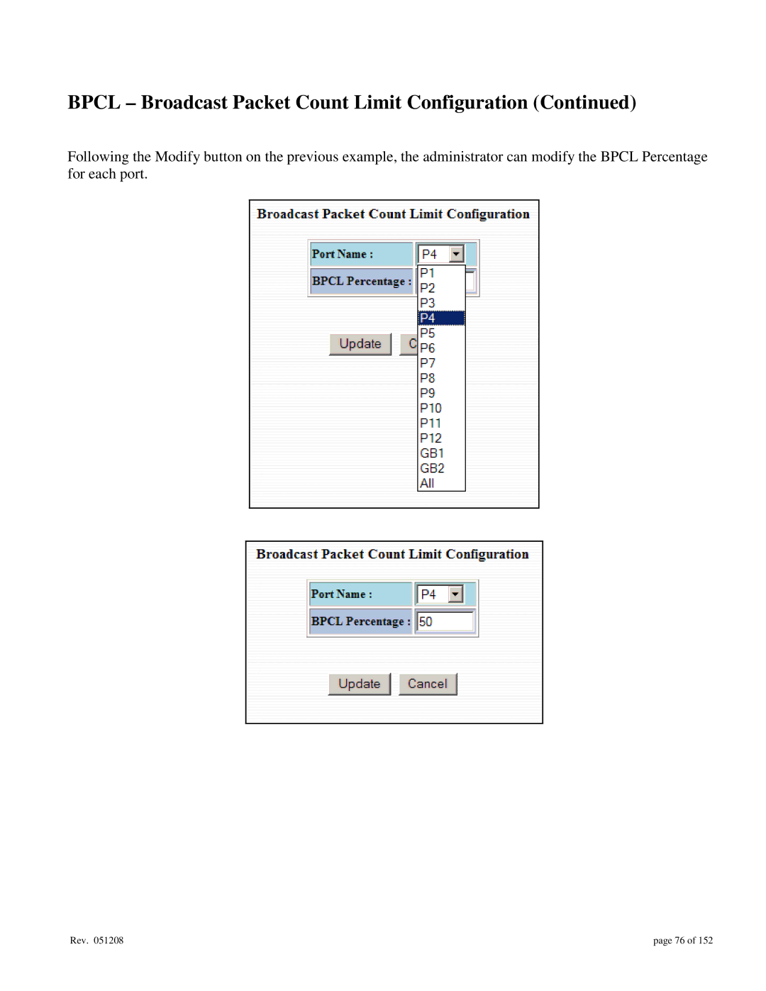 Gigabyte 7014 user manual Bpcl Broadcast Packet Count Limit Configuration 