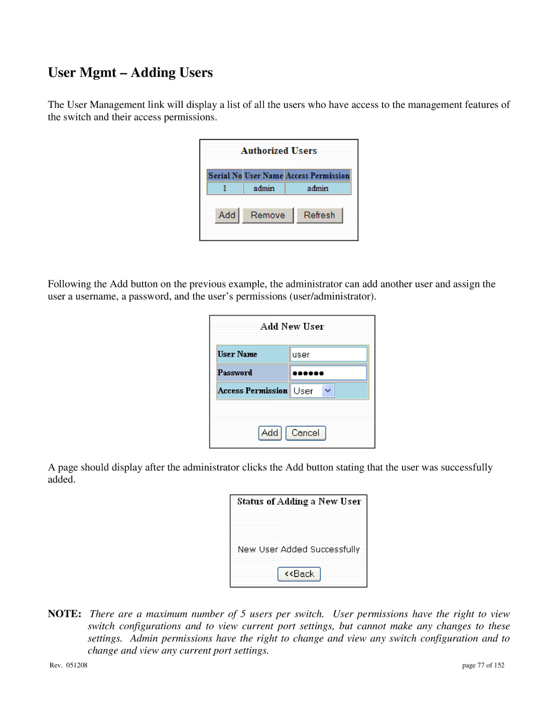 Gigabyte 7014 user manual User Mgmt Adding Users 