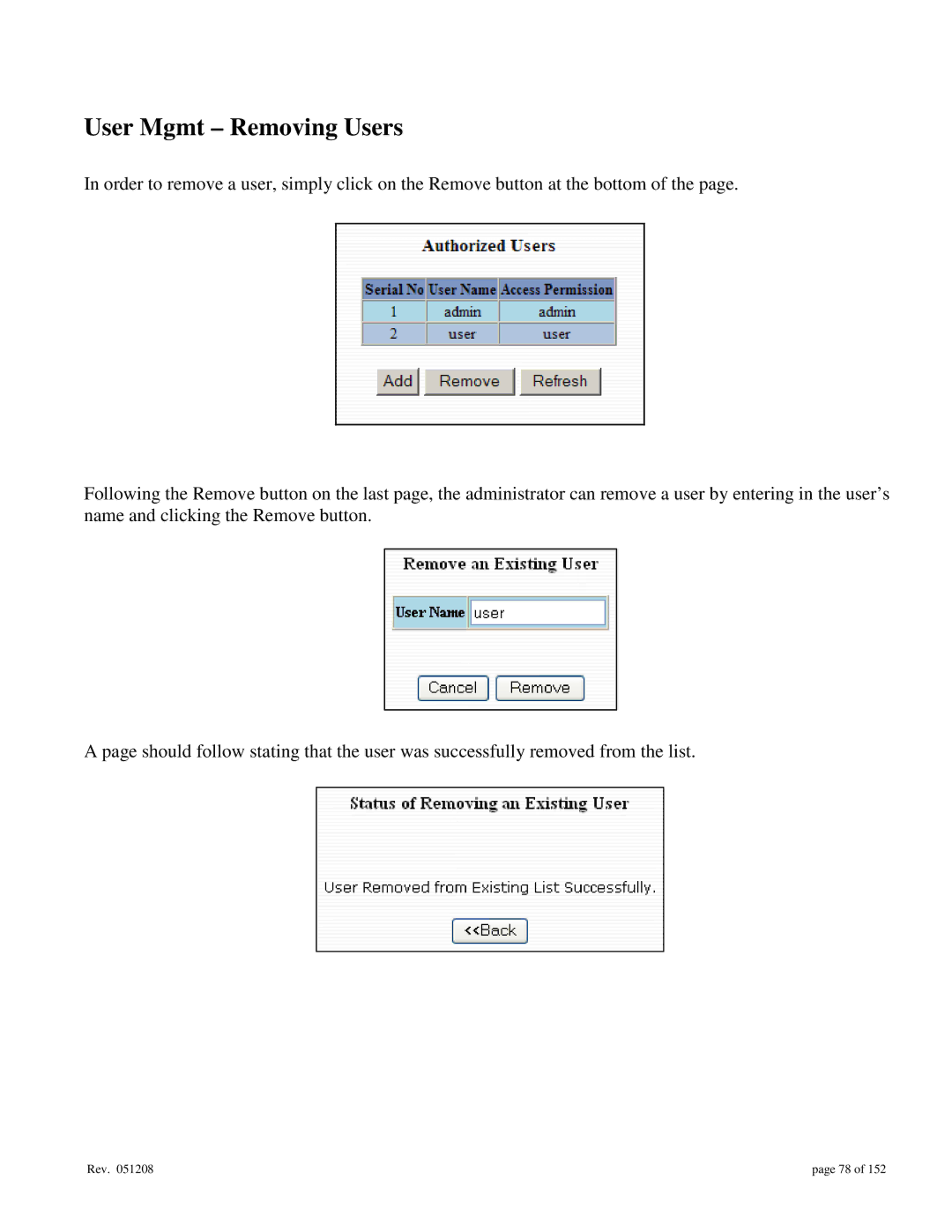 Gigabyte 7014 user manual User Mgmt Removing Users 