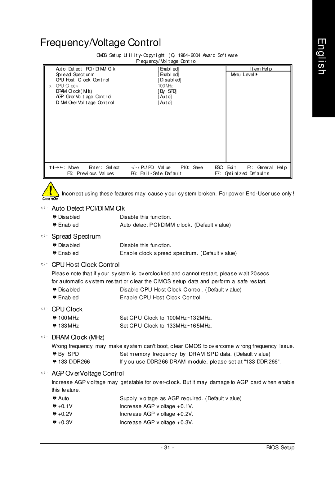 Gigabyte 7VM400AM-RZ user manual Frequency/Voltage Control 