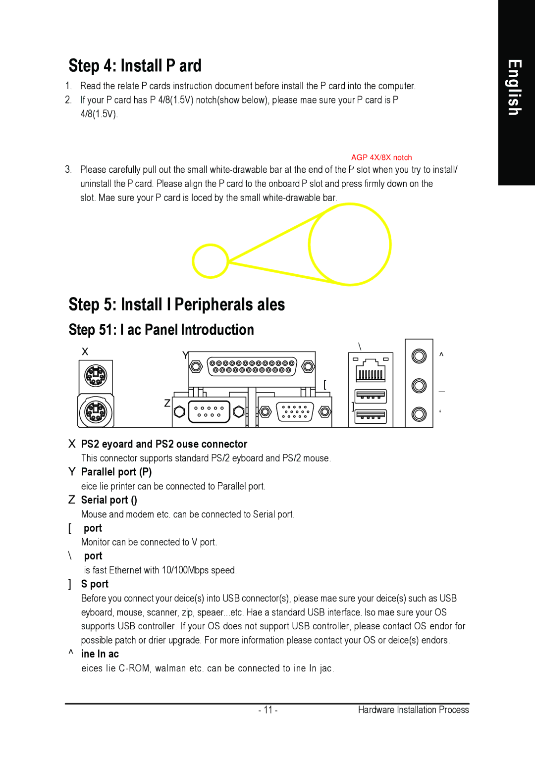 Gigabyte 7VM400M-RZ user manual Install AGP Card, Install I/O Peripherals Cables 