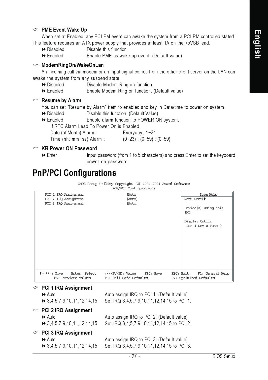 Gigabyte 7VM400M-RZ user manual PnP/PCI Configurations 