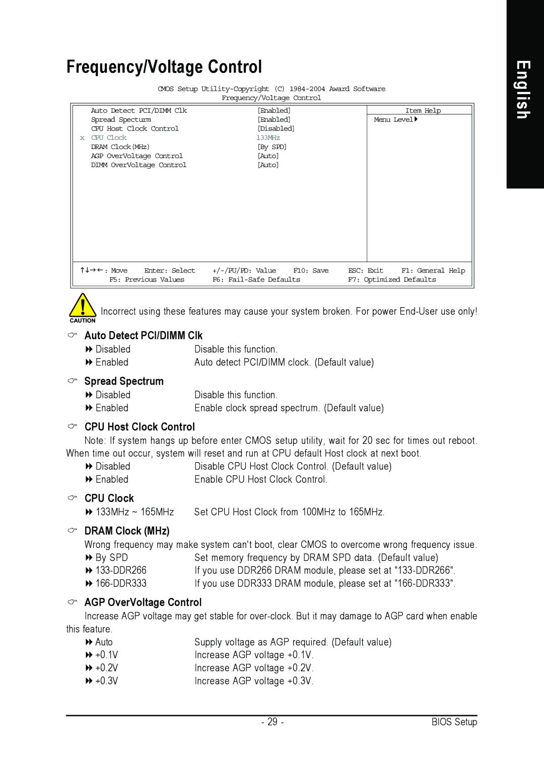 Gigabyte 7VM400M-RZ user manual Frequency/Voltage Control 