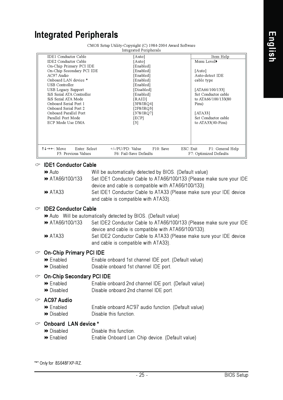 Gigabyte 8S648FXP-RZ-C user manual Integrated Peripherals 