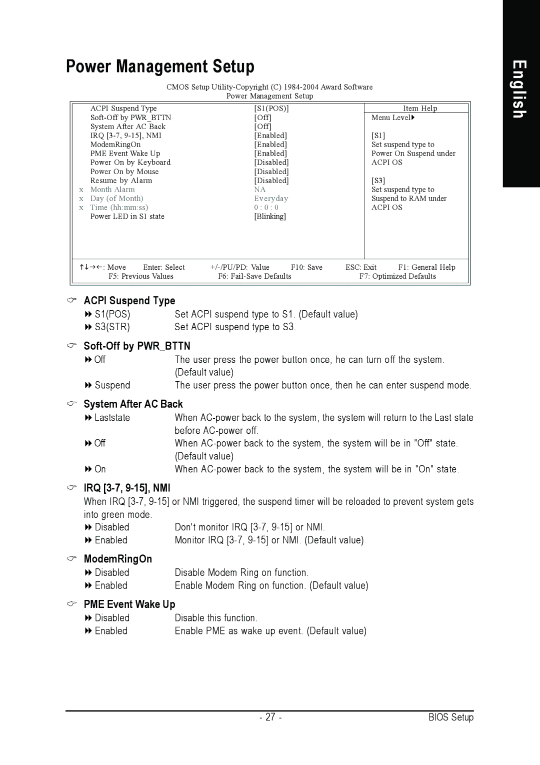 Gigabyte 8S648FXP-RZ-C user manual Power Management Setup 