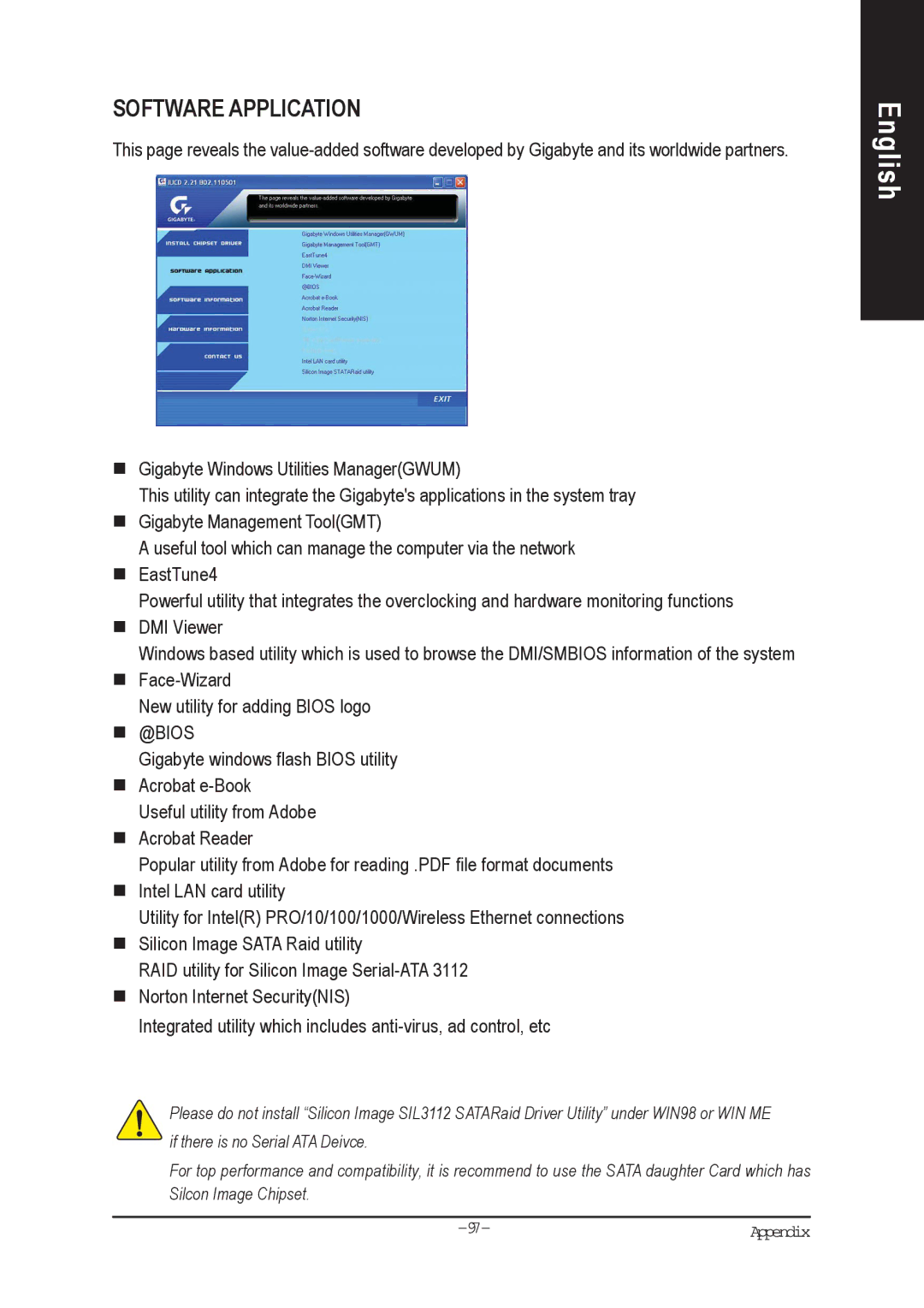 Gigabyte AGP 4X(1.5V) manual Software Application 