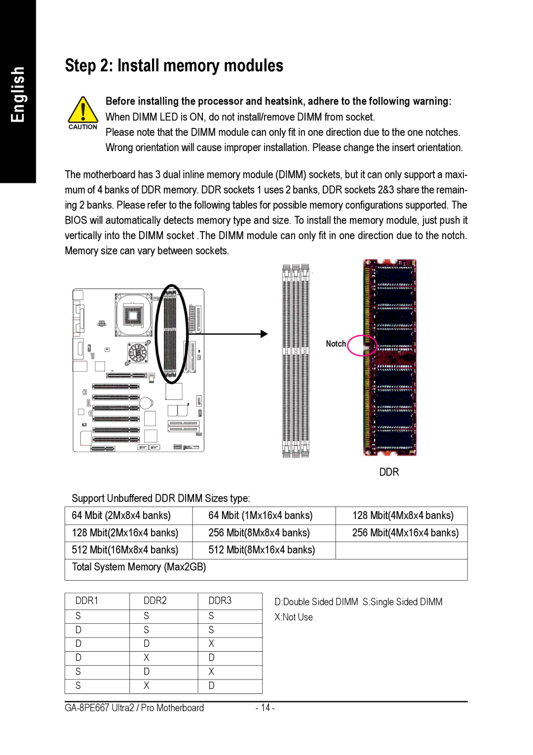 Gigabyte AGP 4X(1.5V) manual Install memory modules 