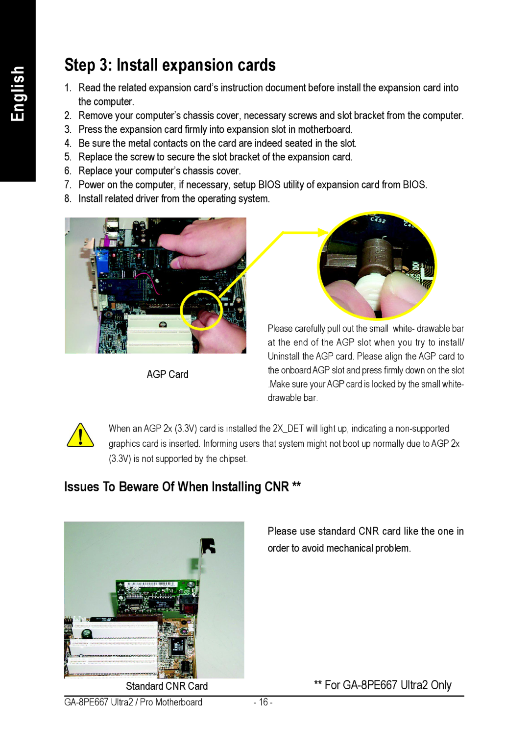 Gigabyte AGP 4X(1.5V) manual Install expansion cards 