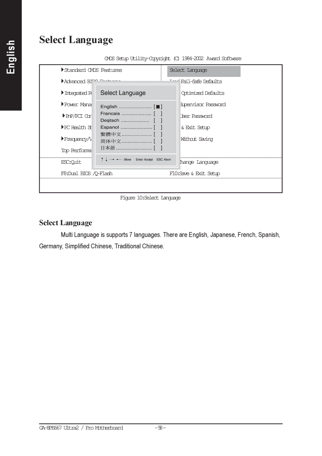 Gigabyte AGP 4X(1.5V) manual Select Language 