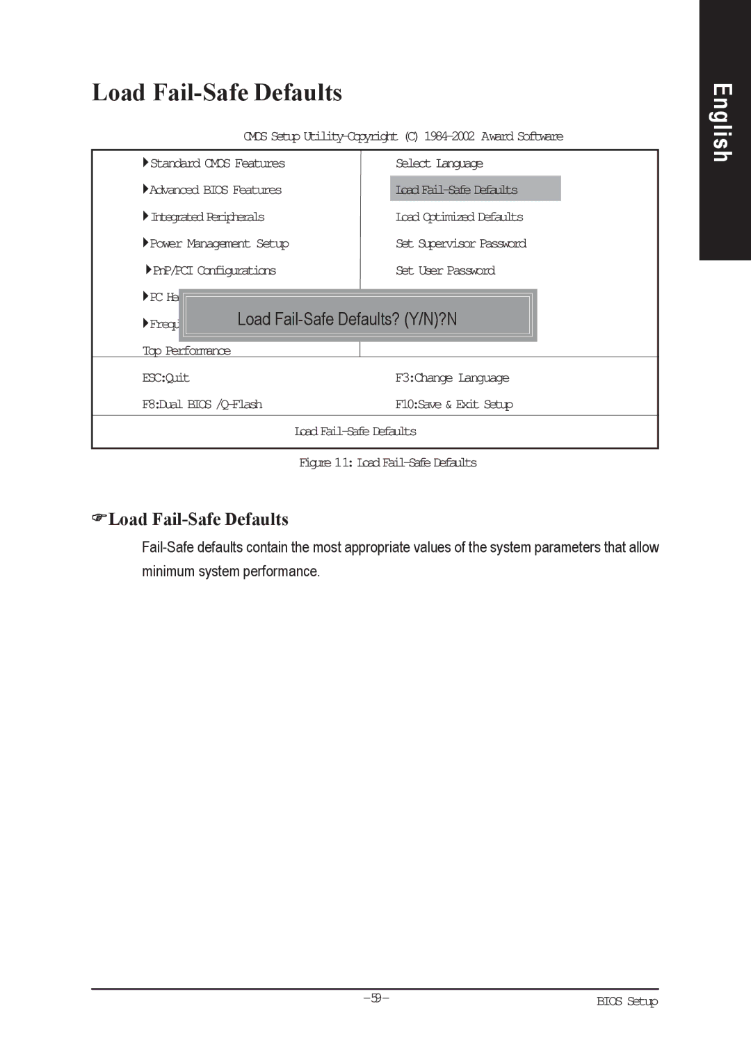 Gigabyte AGP 4X(1.5V) manual ` Load Fail-Safe Defaults? Y/N?N 