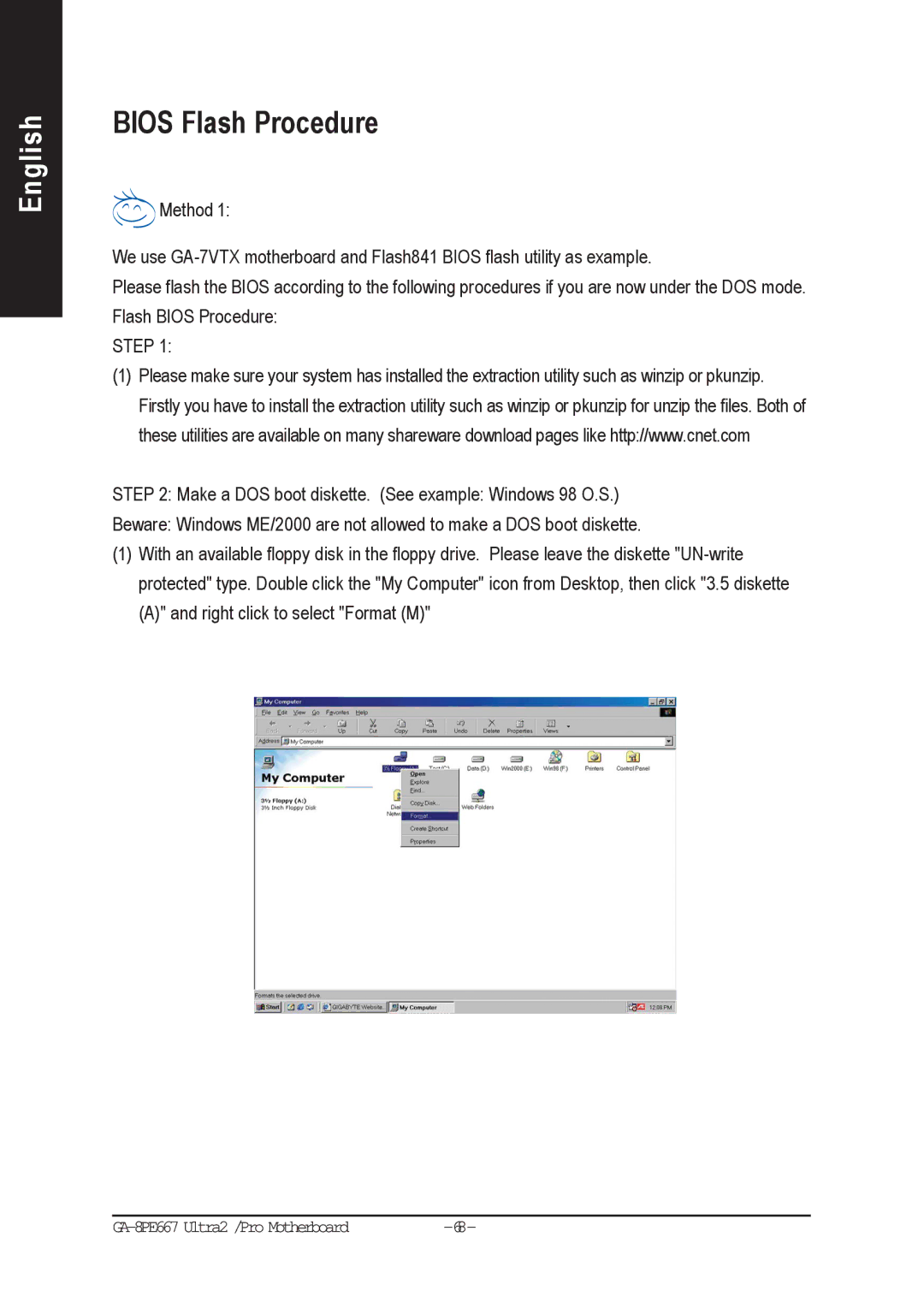 Gigabyte AGP 4X(1.5V) manual Bios Flash Procedure 