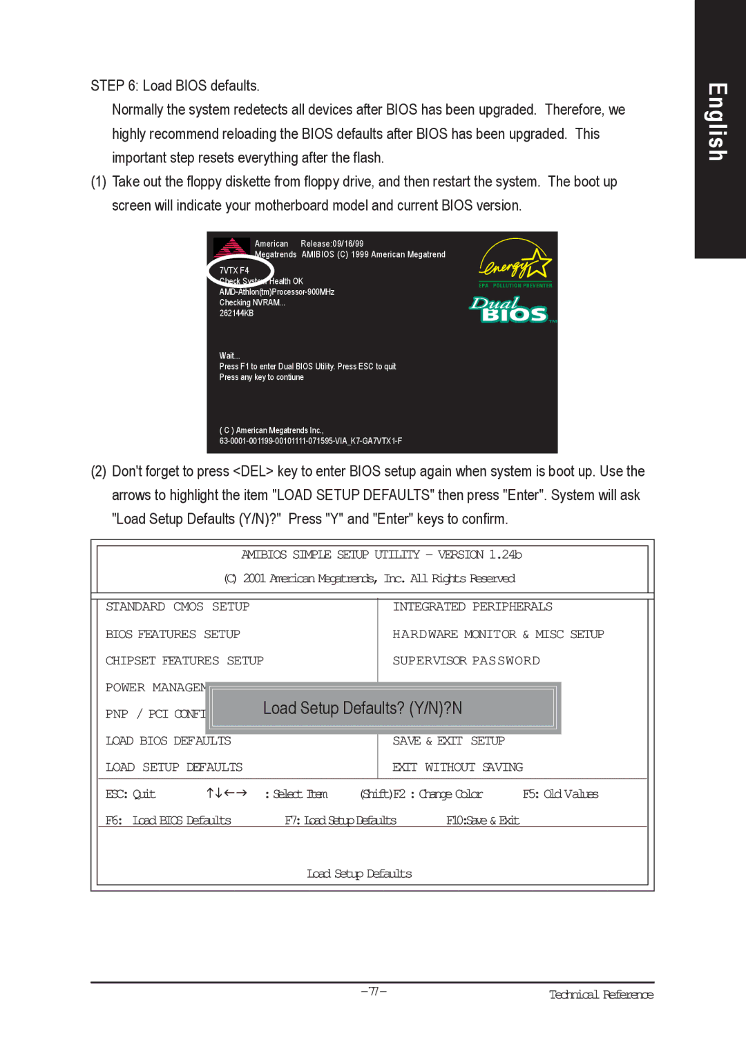 Gigabyte AGP 4X(1.5V) manual Load Setup Defaults? Y/N?N 