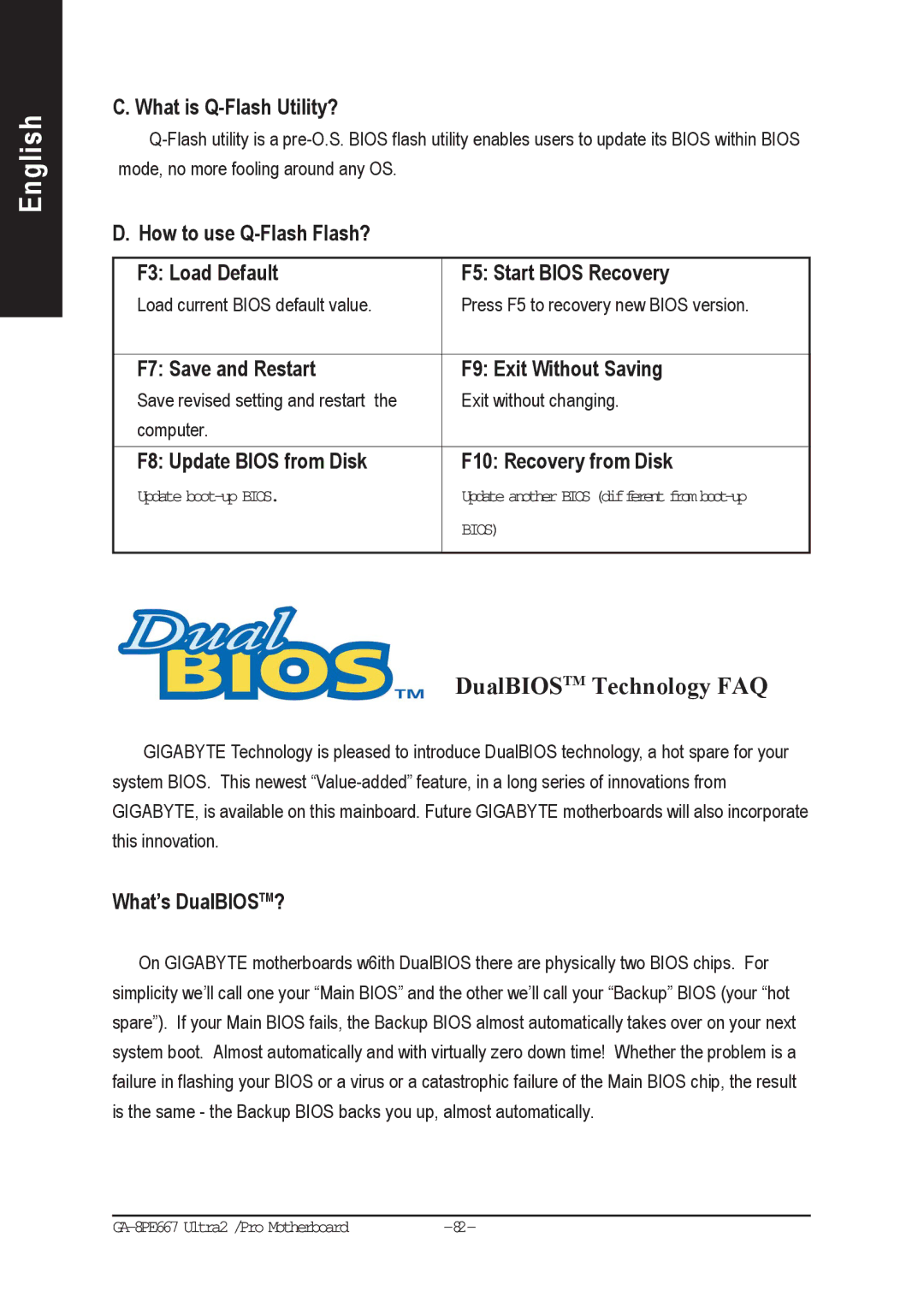 Gigabyte AGP 4X(1.5V) manual DualBIOSTM Technology FAQ 