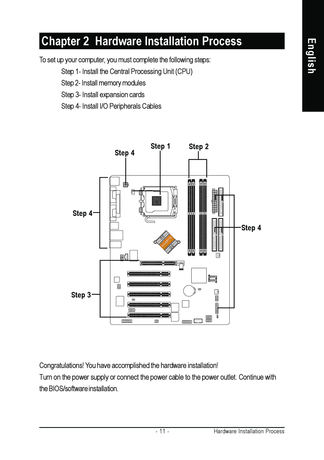 Gigabyte AGP 4X/8X manual Hardware Installation Process, Step 