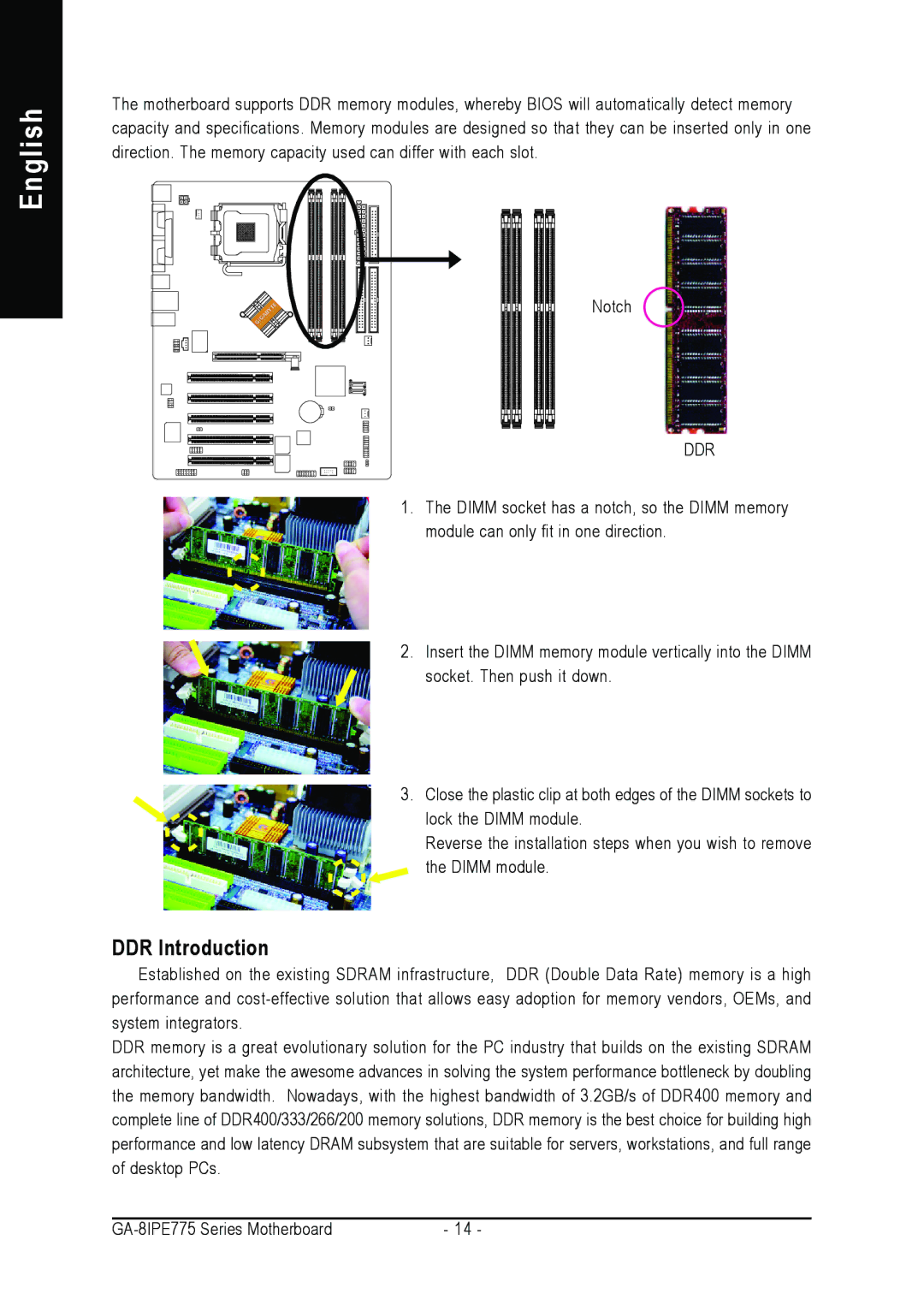 Gigabyte AGP 4X/8X manual DDR Introduction 