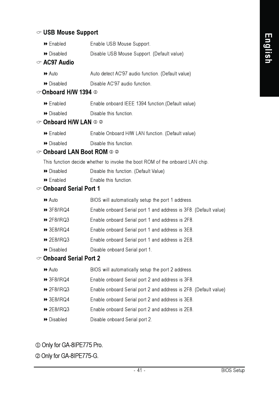 Gigabyte AGP 4X/8X manual USB Mouse Support, AC97 Audio, Onboard H/W LAN, Onboard LAN Boot ROM, Onboard Serial Port 