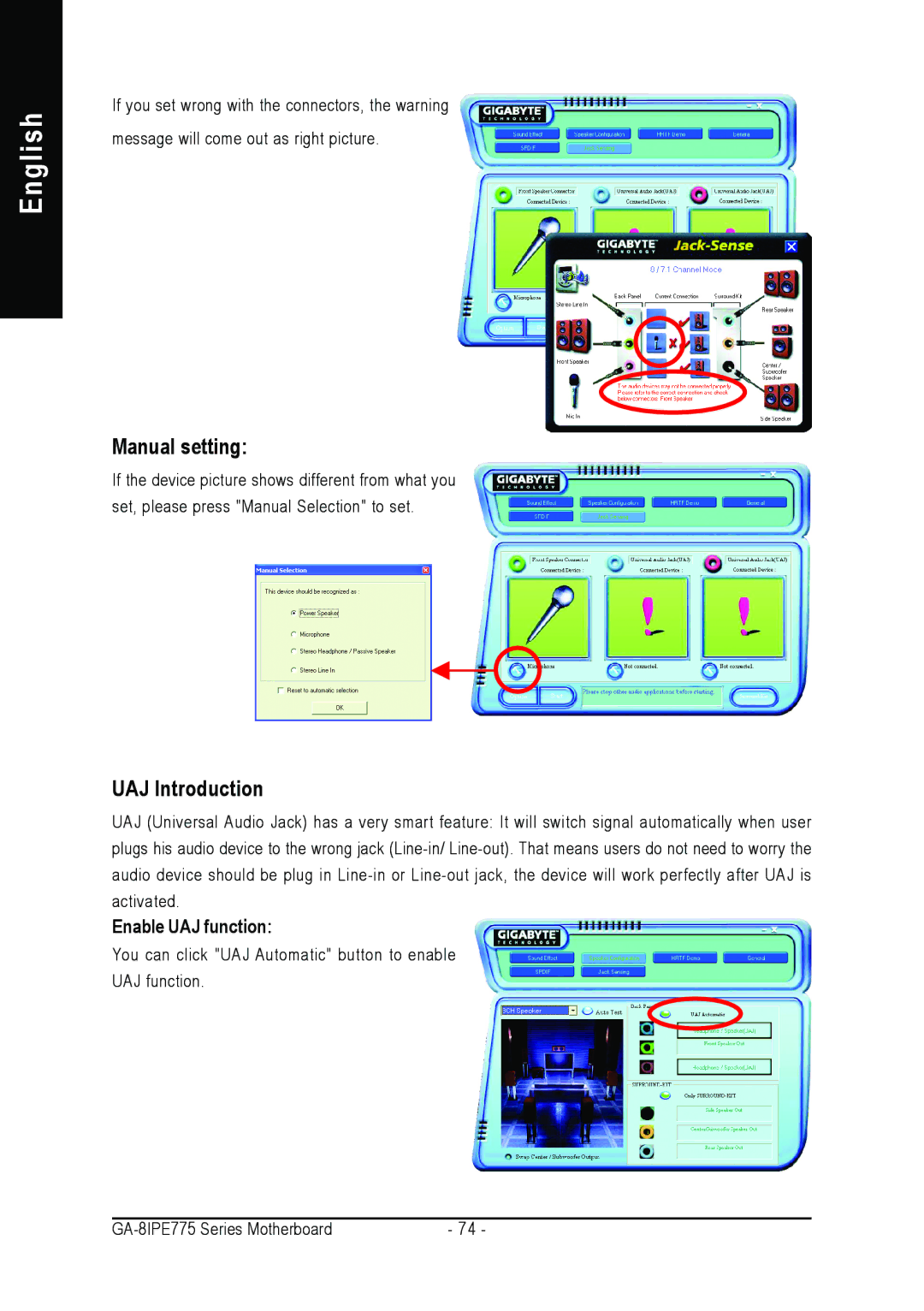 Gigabyte AGP 4X/8X manual Manual setting, UAJ Introduction 