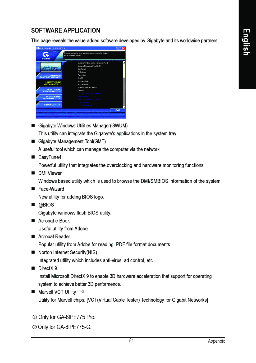 Gigabyte AGP 4X/8X manual Software Application 