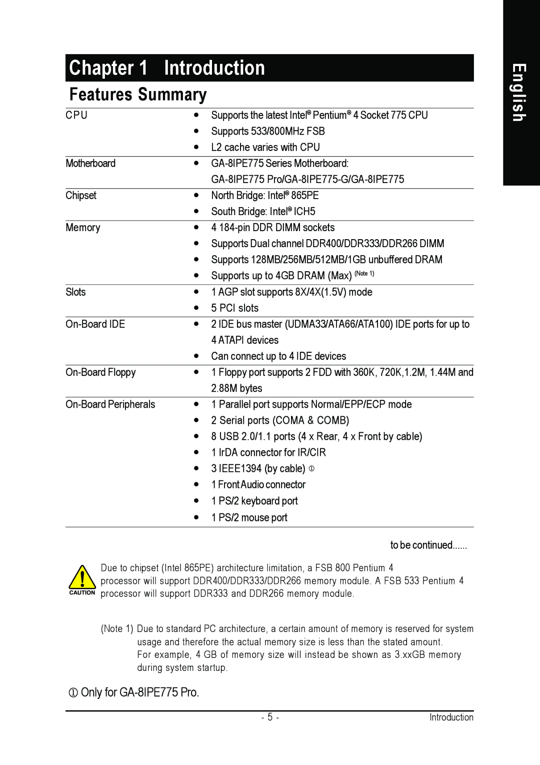 Gigabyte AGP 4X/8X manual Introduction, Features Summary 