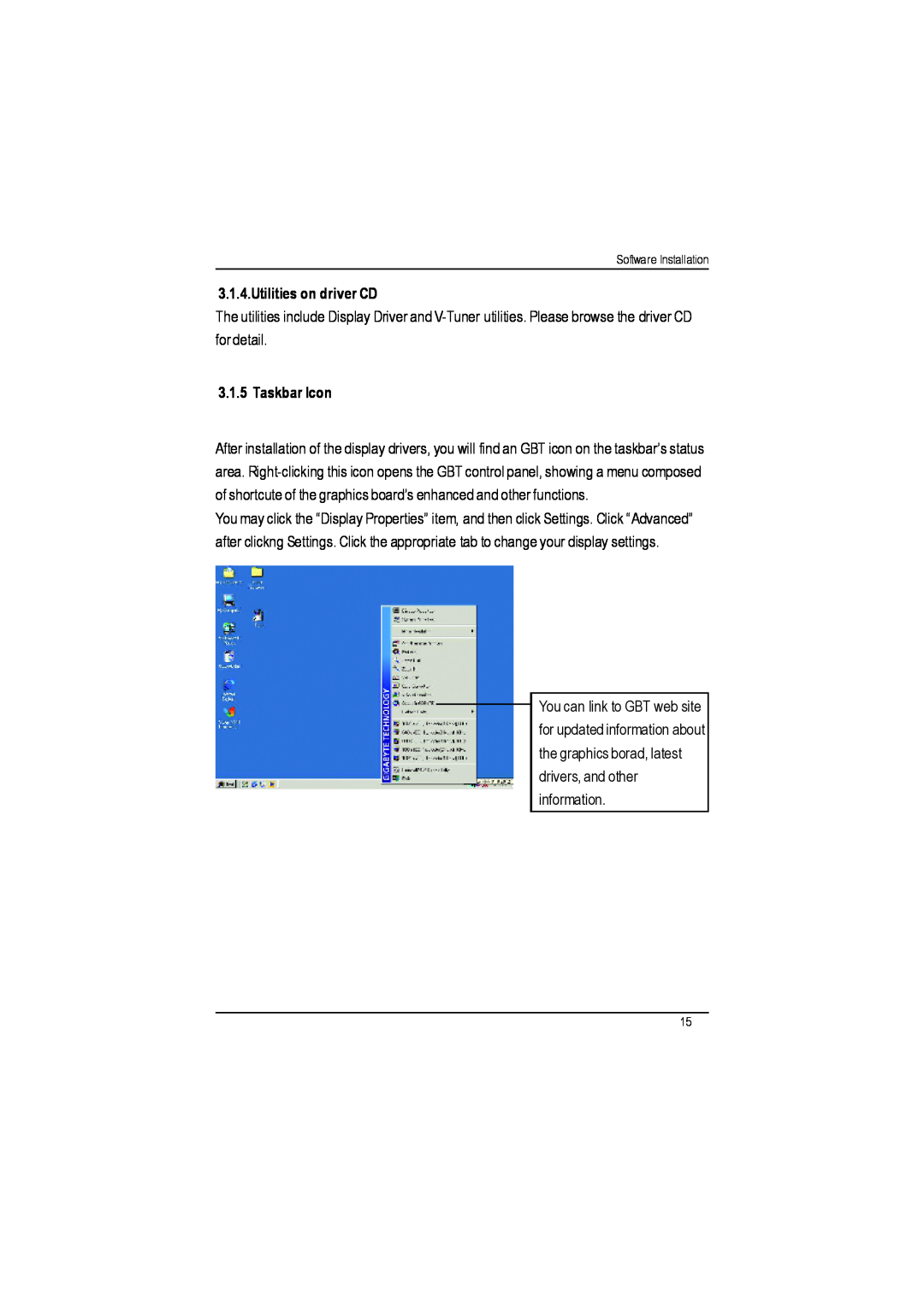 Gigabyte AP64D-H user manual Utilities on driver CD, Taskbar Icon 