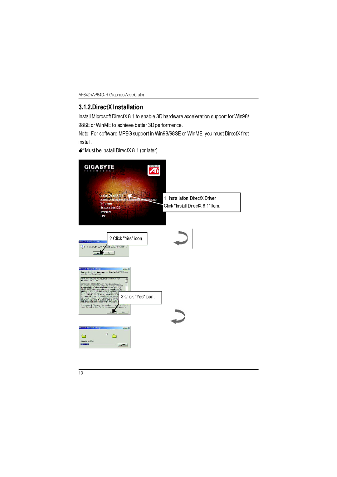 Gigabyte AP64D-H user manual DirectX Installation 