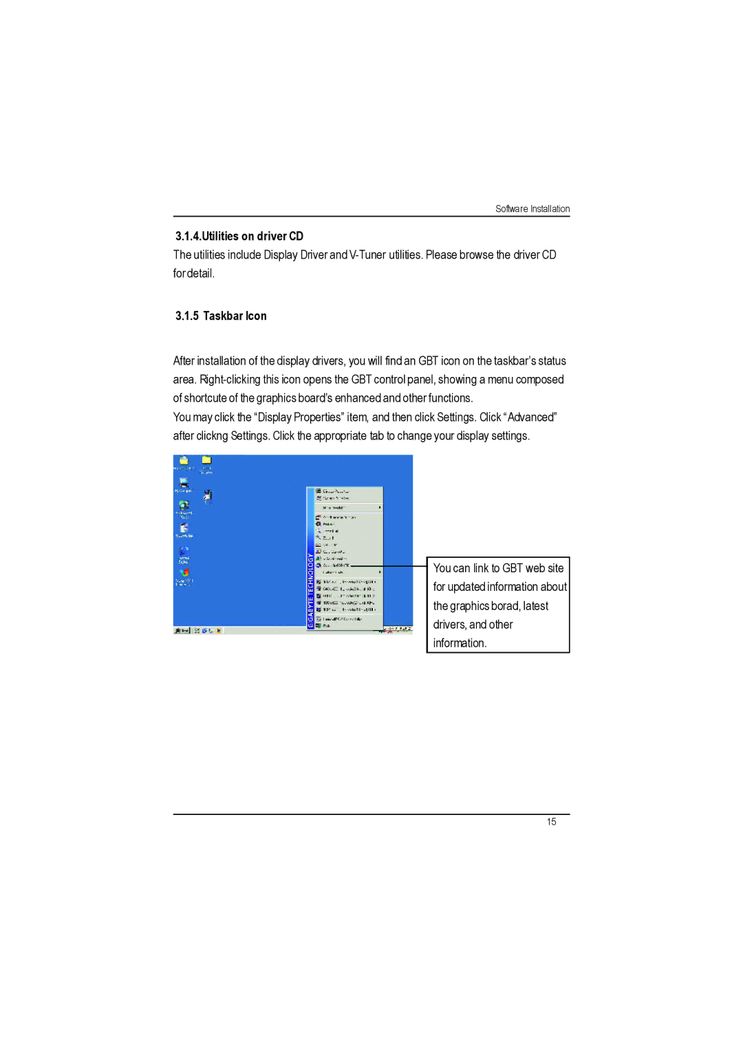 Gigabyte AP64D-H user manual Utilities on driver CD, Taskbar Icon 