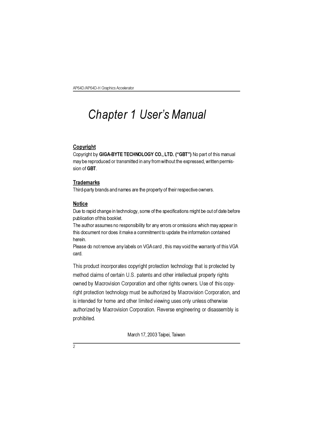 Gigabyte AP64D-H user manual User’s Manual 