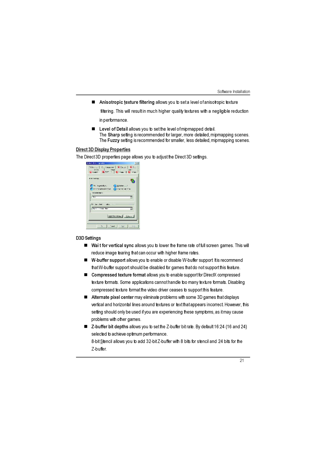 Gigabyte AP64D-H user manual Direct 3D Display Properties 