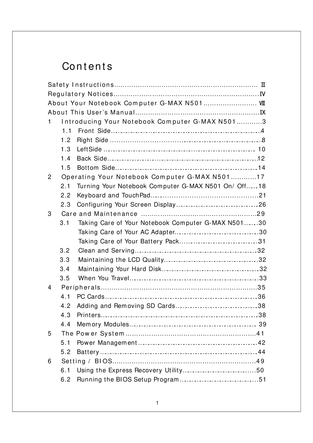 Gigabyte G-MAX N501 user manual Contents 