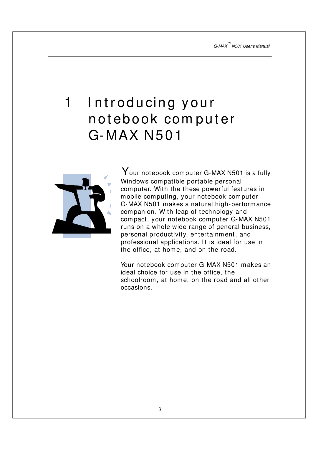 Gigabyte user manual Introducing your notebook computer G-MAX N501 