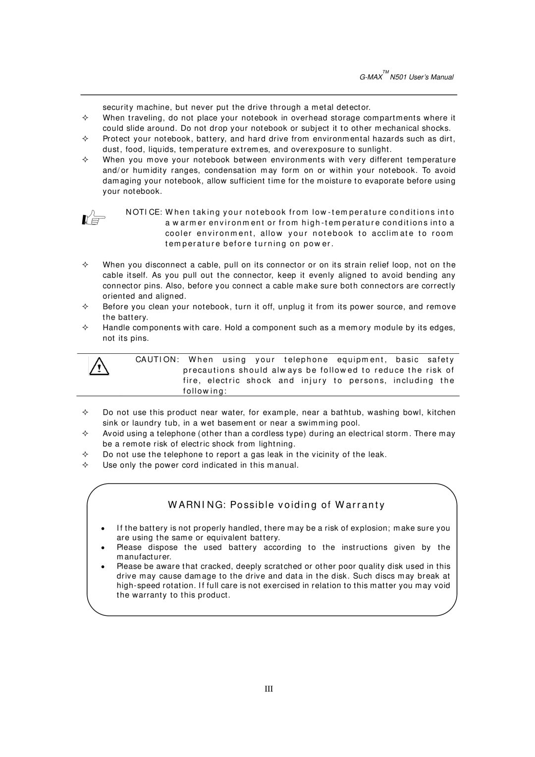 Gigabyte G-MAX N501 user manual Iii 