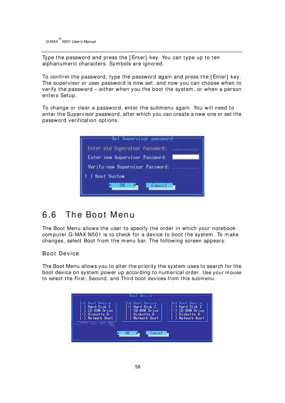 Gigabyte G-MAX N501 user manual Boot Menu, Boot Device 