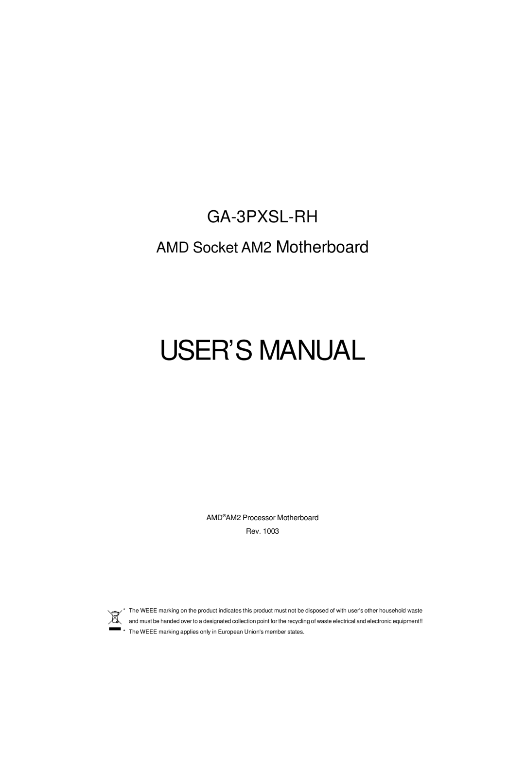 Gigabyte GA-3PXSL-RH user manual USER’S Manual 