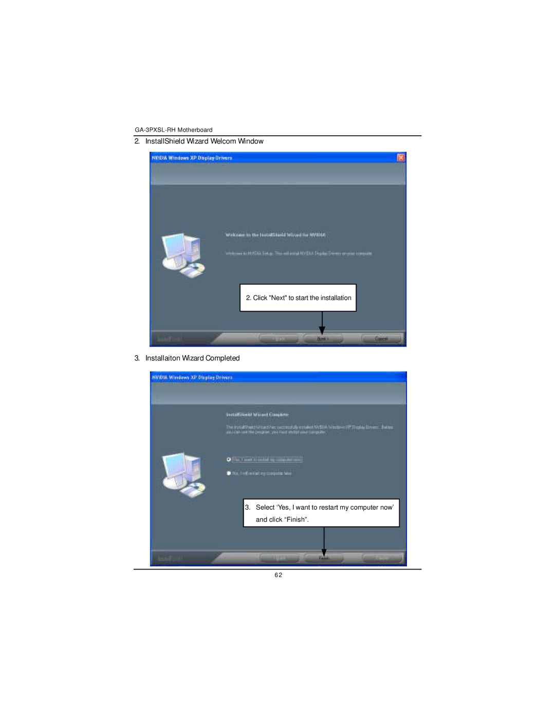 Gigabyte GA-3PXSL-RH user manual InstallShield Wizard Welcom Window 