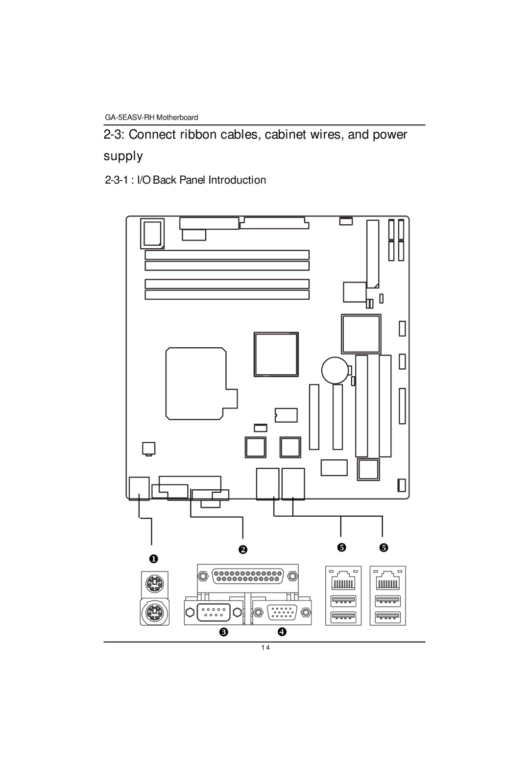 Gigabyte GA-5EASV-RH user manual Connect ribbon cables, cabinet wires, and power supply, 1 I/O Back Panel Introduction 