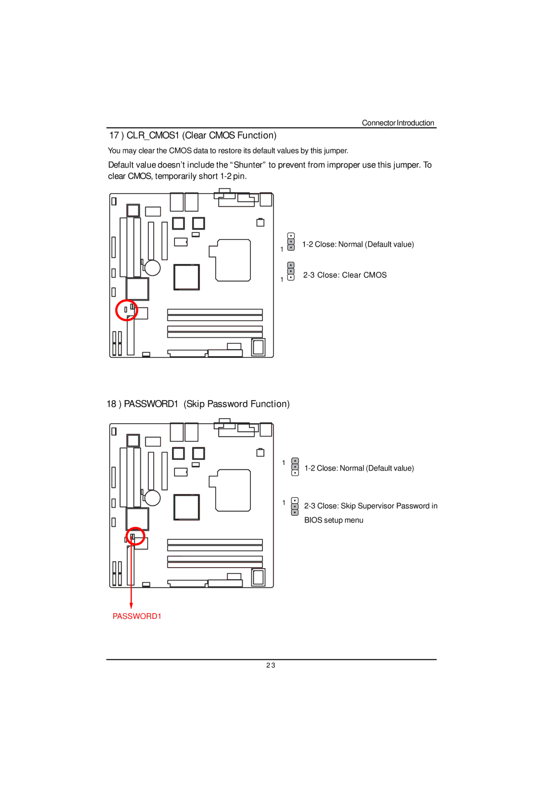 Gigabyte GA-5EASV-RH user manual CLRCMOS1 Clear Cmos Function, PASSWORD1 Skip Password Function 