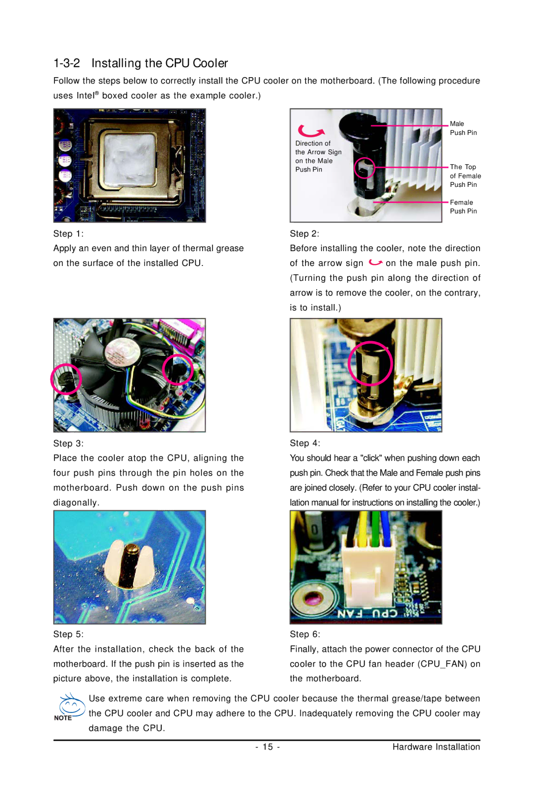 Gigabyte GA-73PVM-S2H user manual Installing the CPU Cooler 