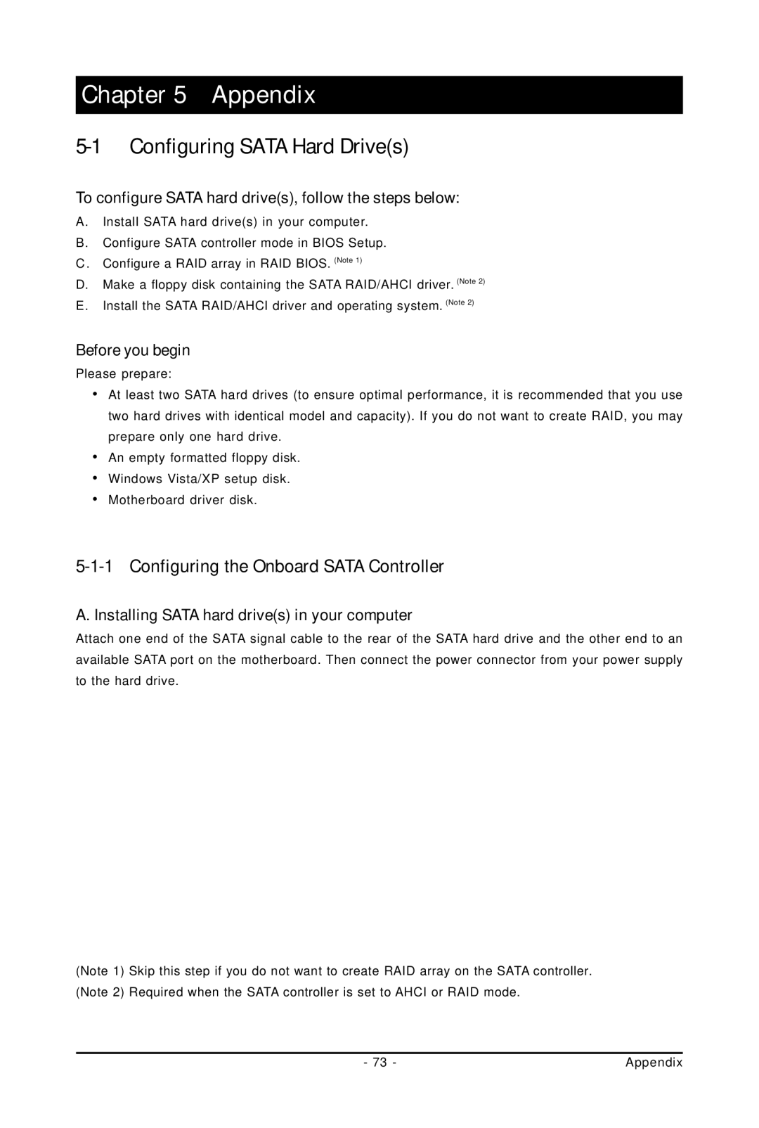 Gigabyte GA-73PVM-S2H user manual Configuring Sata Hard Drives, Configuring the Onboard Sata Controller 