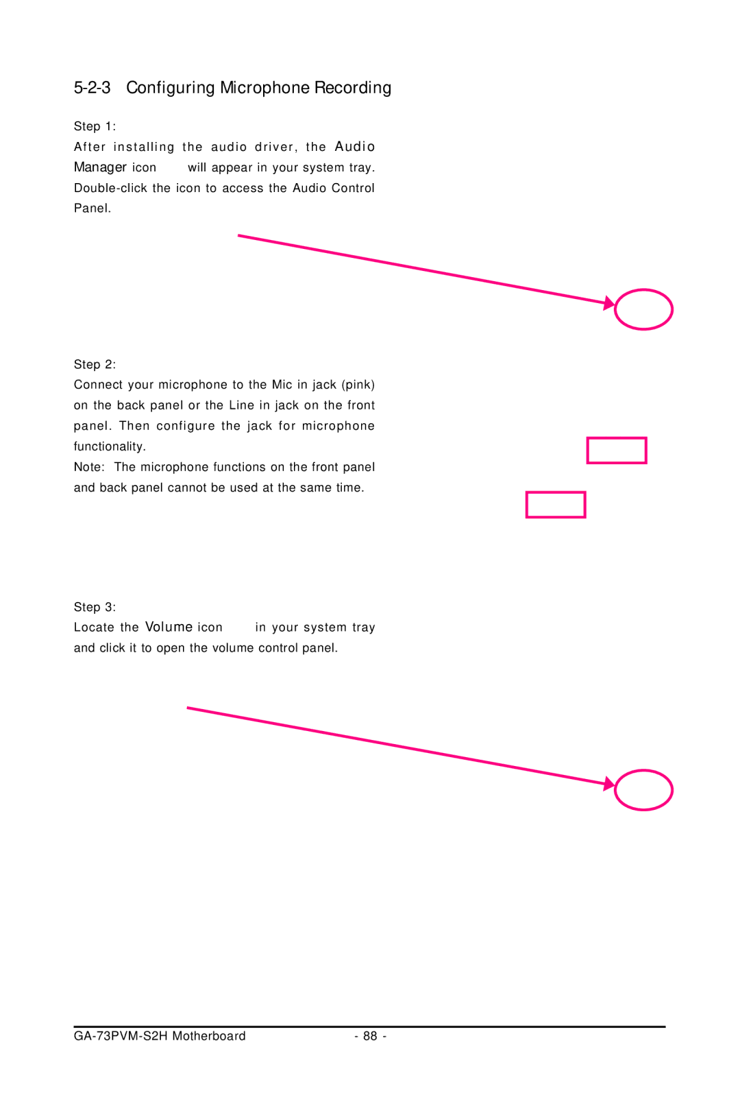 Gigabyte GA-73PVM-S2H user manual Configuring Microphone Recording 