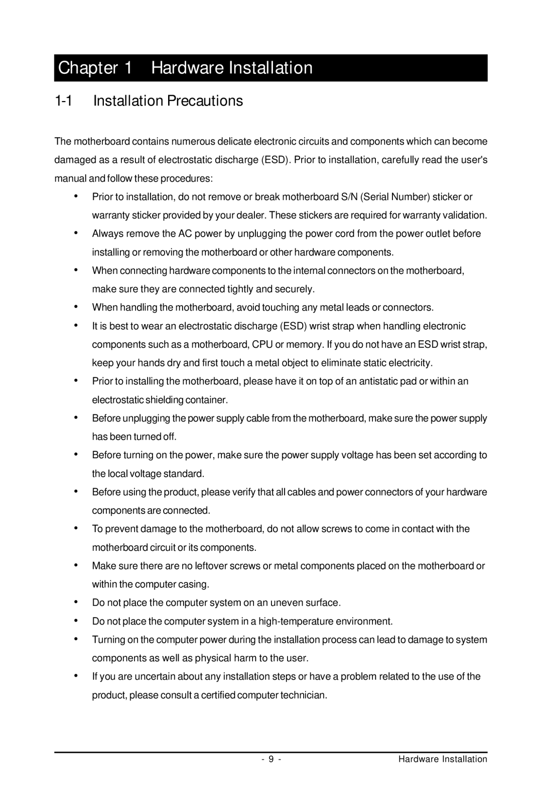 Gigabyte GA-73PVM-S2H user manual Hardware Installation, Installation Precautions 