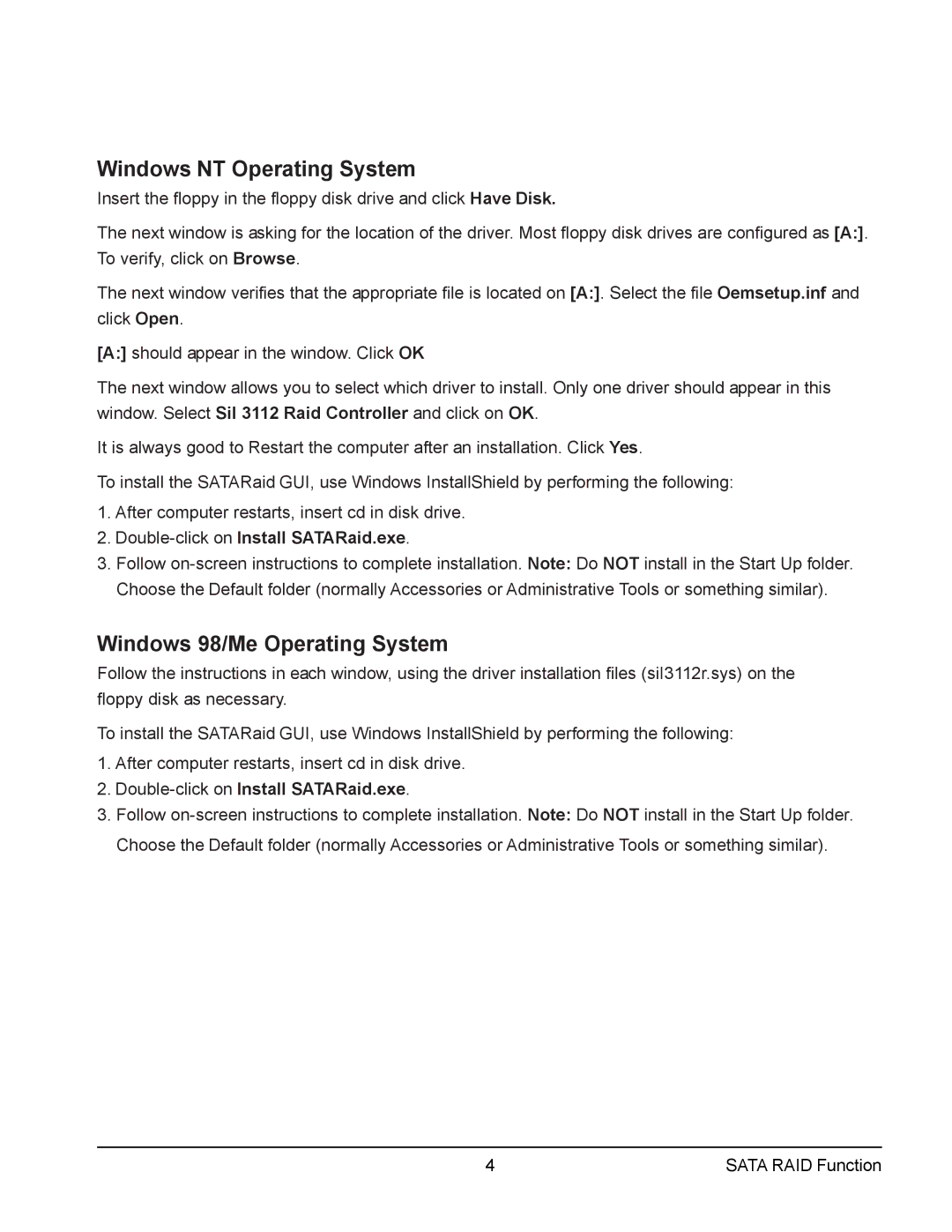 Gigabyte GA-7N400 user manual Windows NT Operating System 